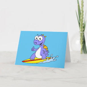 Carte Illustration D'Un Spinosaure De Surf.