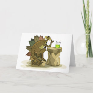 Carte Illustration D'Un Stegosaurus Qui Boit Une Boisson