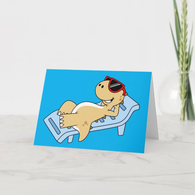 Carte Illustration D'Un Tyrannosaurus Rex Bain De Soleil (Devant)