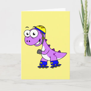 Carte Illustration D'Un Tyrannosaurus Rex De Patinage.