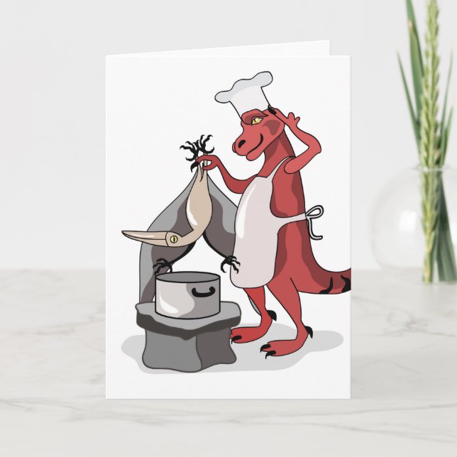 Carte Illustration D'Une Cuisine De Chef Tyrannosaurus R (Devant)