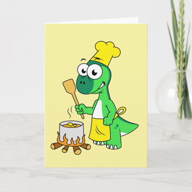 Carte Illustration D'Une Cuisine De Parasaurolophus Dino (Devant)