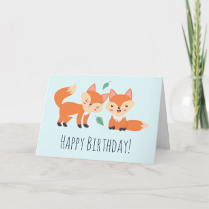 Carte Illustration graphique des renards orange mignons 