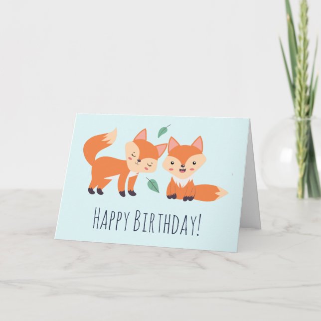Carte Illustration graphique des renards orange mignons  (Devant)