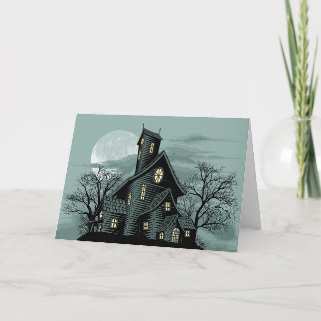 Carte Illustration hantée déplaisante de scène de maison (Devant)