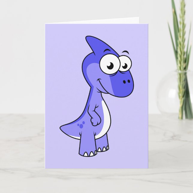 Carte Illustration Mignonne D'Un Parasaurolophus Dinosau (Devant)