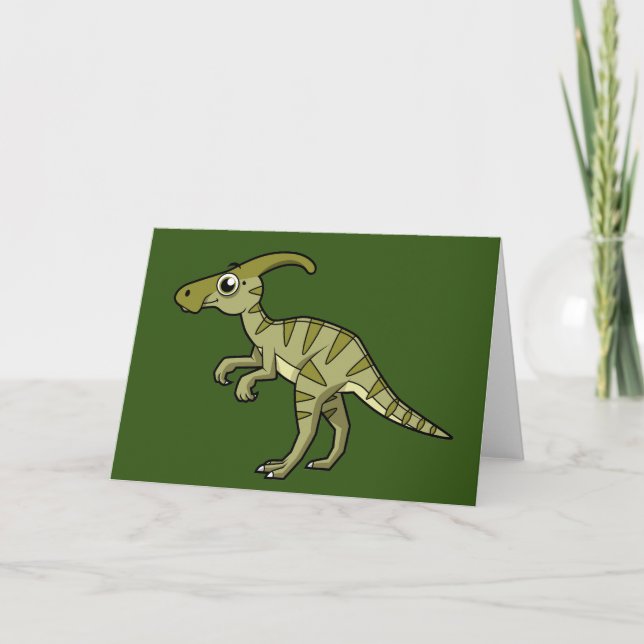 Carte Illustration Mignonne D'Un Parasaurolophus Dinosau (Devant)