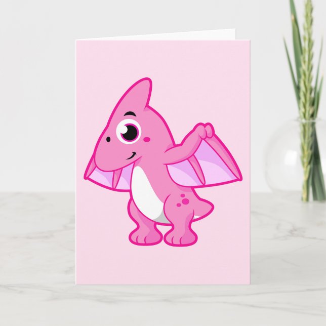 Carte Illustration Mignonne D'Un Pterodactyl. (Devant)