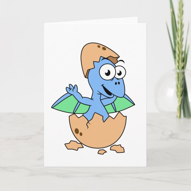 Carte Illustration Mignonne D'Une Éclosion De Ptérodacty (Devant)
