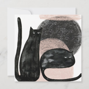 Carte Illustration minimaliste des chats noirs, art mode
