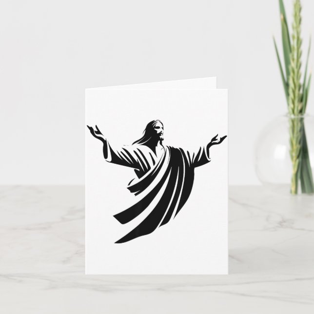 Carte Illustration Of Jesus Christ Shadow With Open Arms (Devant)