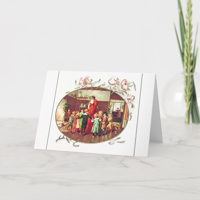 Carte Illustration Père Noël avec enfants (Devant)