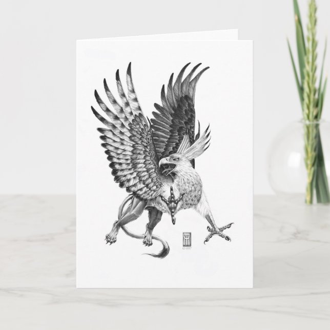 Carte Illustration principale blanche volante de griffon (Devant)