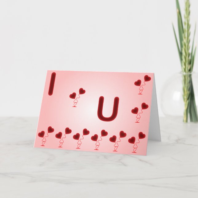 Carte Illustration romantique « Je t'aime » avec des cœu (Devant)