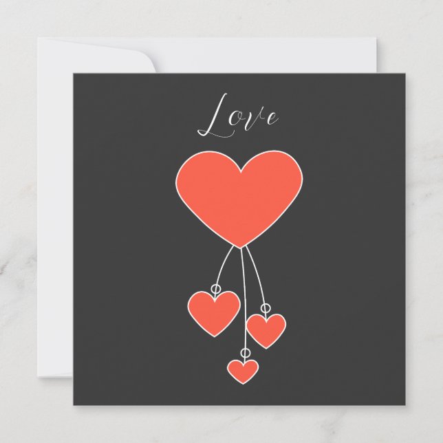 Carte Illustration simple avec le coeur écarlate "Amour" (Devant)