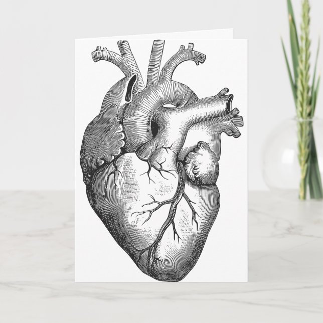 Carte Illustration simple du coeur de l'anatomie noire b (Devant)