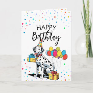 Carte Illustration vintage de dalmatien avec ballons pou