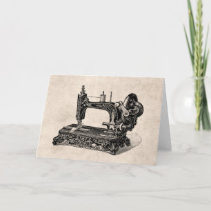 Carte Illustration vintage de machine à coudre de 1800s