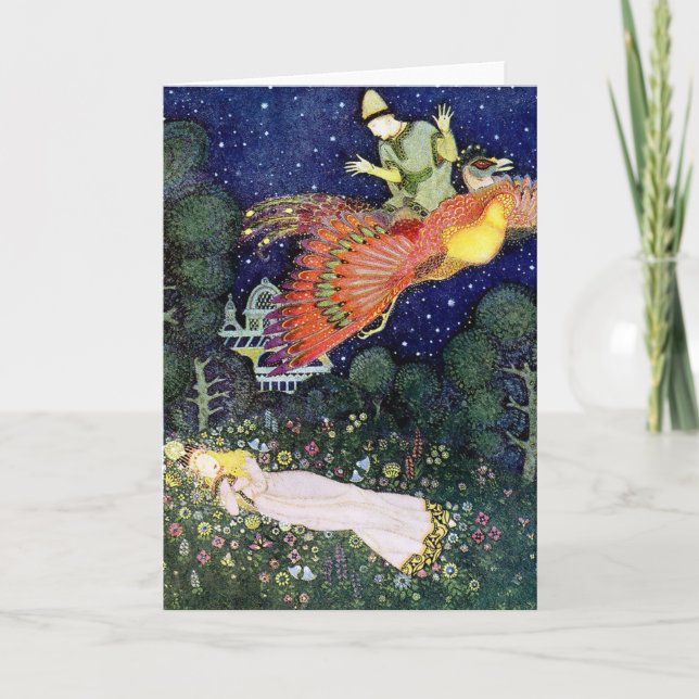 Carte Illustration vintage Edmund Dulac Firebird (Devant)