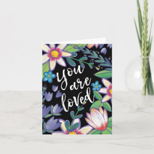 Carte Illustré fleuri coloré vous êtes aimé