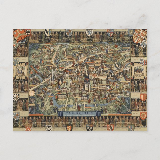 Carte illustrée de Cambridge, Angleterre (Devant)
