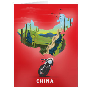 Carte illustrée de Chine affiche de voyage