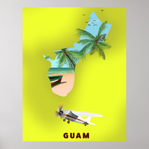 Carte illustrée de Guam affiche de voyage