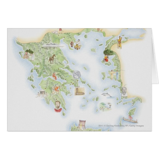 Carte illustrée de la Grèce antique (Devant horizontal)