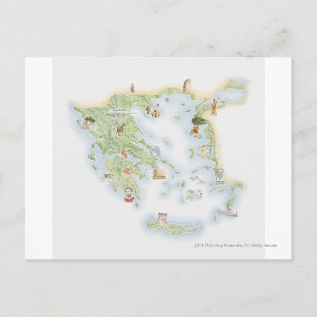 Carte illustrée de la Grèce antique (Devant)