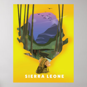 carte illustrée de la Sierra Leone affiche de voya