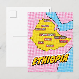 Carte illustrée de l'Éthiopie dans le style Pop Ar