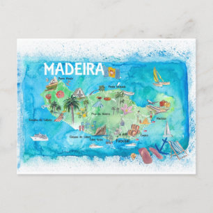 Carte illustrée de l'île de Madère Portugal