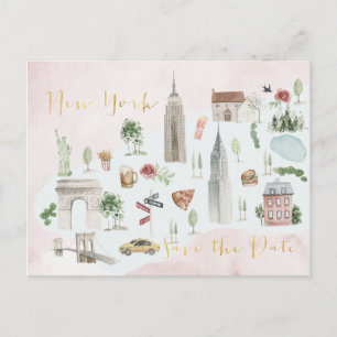 Carte illustrée de New York Enregistrer la date