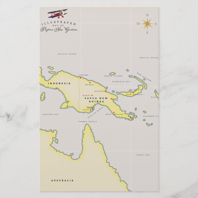 Carte illustrée de Papouasie-Nouvelle-Guinée (Devant)