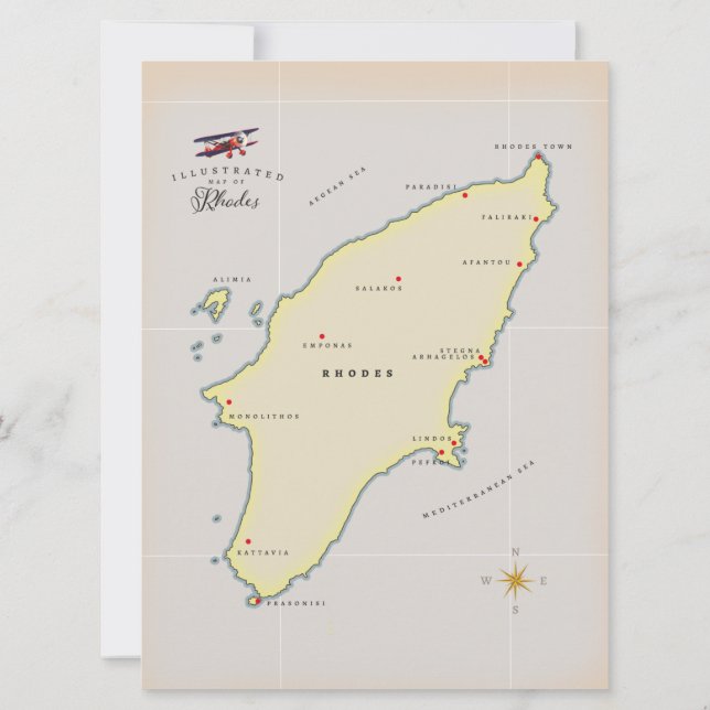 Carte illustrée de Rhodes. (Dos)