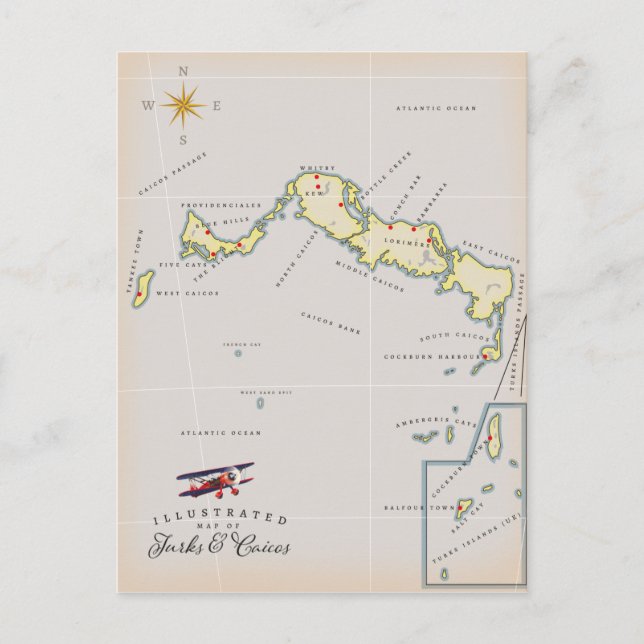 Carte illustrée de Turks and Caicos (Devant)