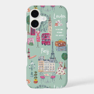 Carte illustrée de voyage Londres Paris