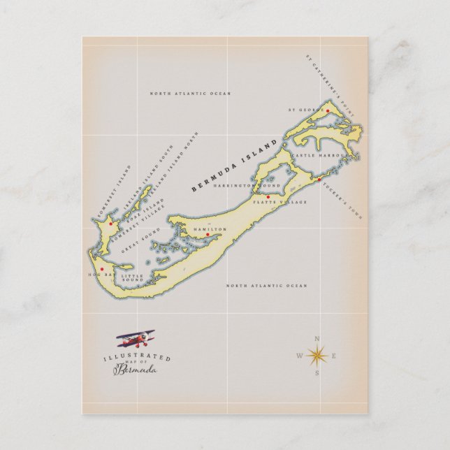 Carte illustrée des Bermudes (Devant)