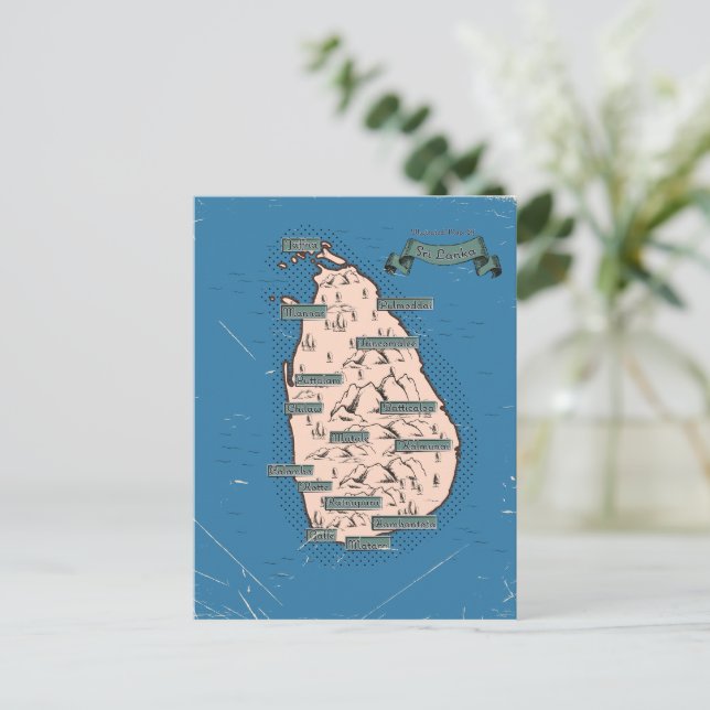 Carte Illustrée Des Voyages Du Sri Lanka (Debout devant)