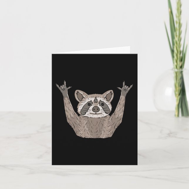 Carte ILY Raccoon ASL Gesture mains sourdes Perte auditi (Devant)