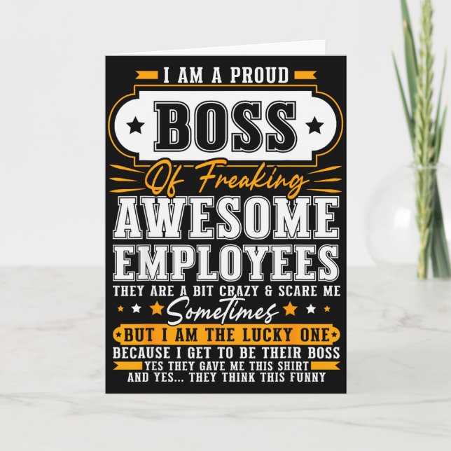 Carte I'm A Proud Boss Of Freaking Awesome Employees Fun (Devant)