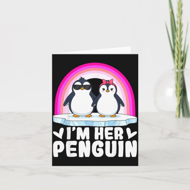Carte I'm Her Penguin Matching Couple Valentine Love Hea (Devant)