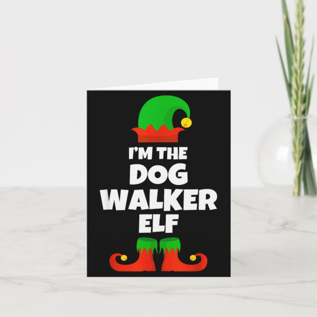 Carte I'm The Dog Walker Elf Family Pajama Christmas Fun (Devant)