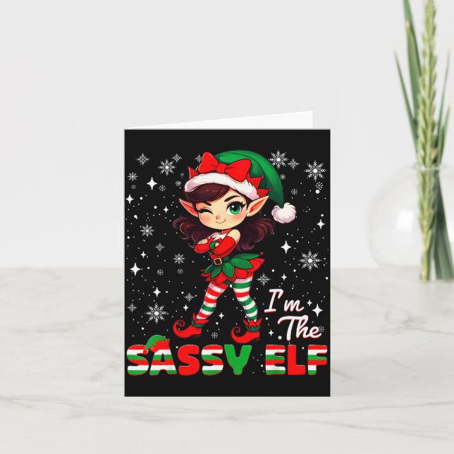 Carte Im The Sy Elf Cute Snowflake Christmas Xmas Girl W (Devant)