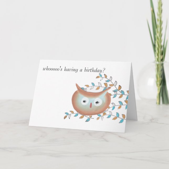 Carte Image de hibou peint et estampé (Devant)