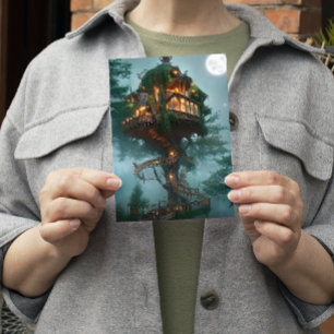Carte Imaginaire Arbre Maison Art numérique plat