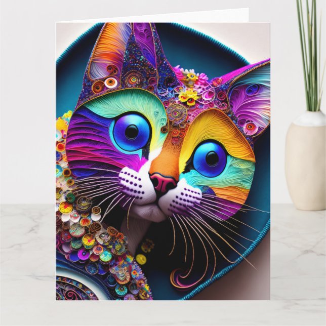 Carte Imaginaire coloré Chat Toutes les occasions Saluta (Devant)