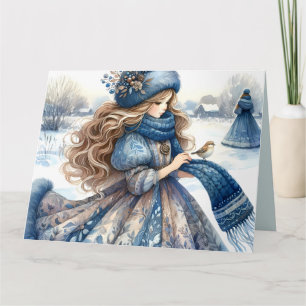 Carte Imaginaire d'hiver Princesse dans un terrain de Fa