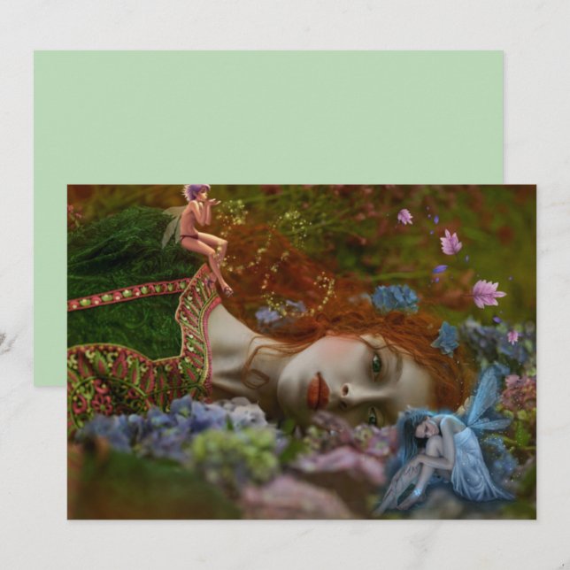 Carte Imaginaire Lady In Fairy Garden Card (Devant / Derrière)