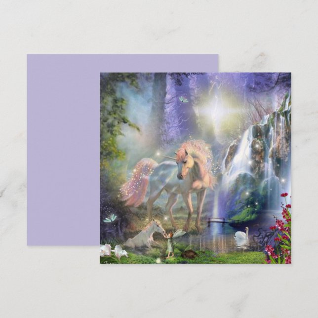 Carte Imaginaire Unicorn maman et bébé (Devant / Derrière)